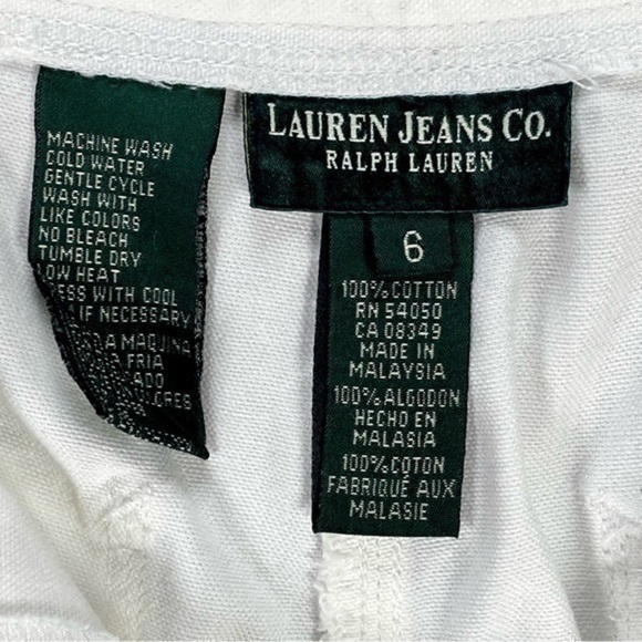 Lauren Ralph Lauren Cropped Pants Womens Sz 6 White Pocket Zip Drawstring Cargo - Picture 11 of 11